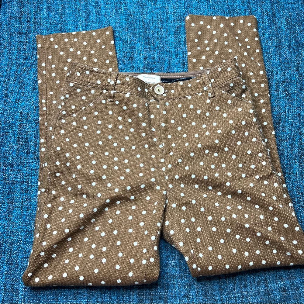 Anthropologie The Essential Slim Polka Dot Trousers in Brown White Women's 0